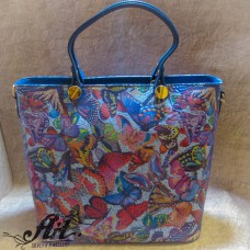  Дамска чанта от естествена кожа " Пеперуди" L-018